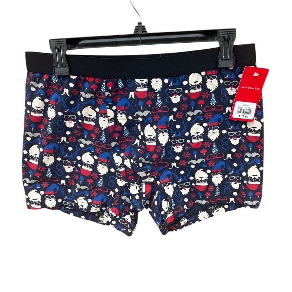 Mens Festive Red and Blue Boxer Briefs with Elastic Waistband Size L NWT